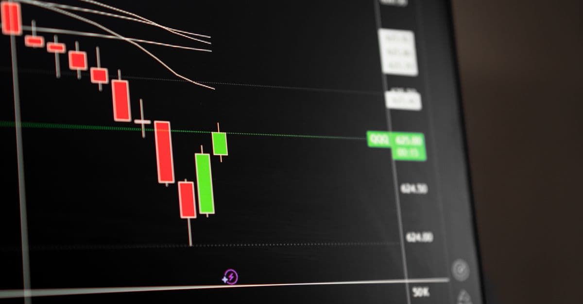 ASC 842 restatements: candlestick stock chart showing a downward trend